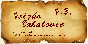 Veljko Bakalović vizit kartica